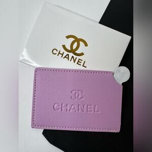🤍CHANEL Compact Mirror card size travel leather purple pink beauty makeup